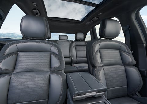 The spacious second row and available panoramic Vista Roof® is shown. | Bayway Lincoln in Houston TX