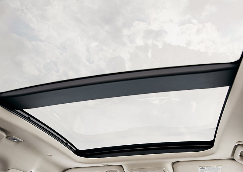The available panoramic Vista Roof® is shown from inside a 2024 Lincoln Corsair® SUV. | Bayway Lincoln in Houston TX